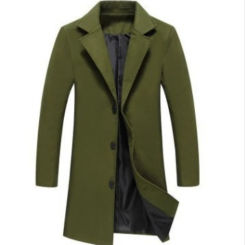 Men's New Korean Long Jackets for Men Style Slim Windbreaker Winter Warm Windbreaker Mid-Length Urban Casual Woolen Coat