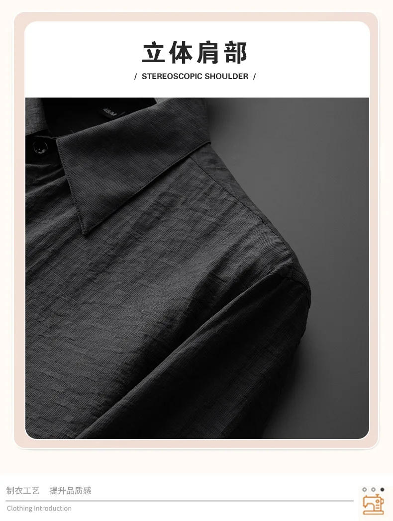 Description Picture 5 of itemLight Luxury Fold Print Men's Shirt High-quality Long Sleeve Slim Casual Business Formal Shirts Streetwear Social Tuxedo Blouse