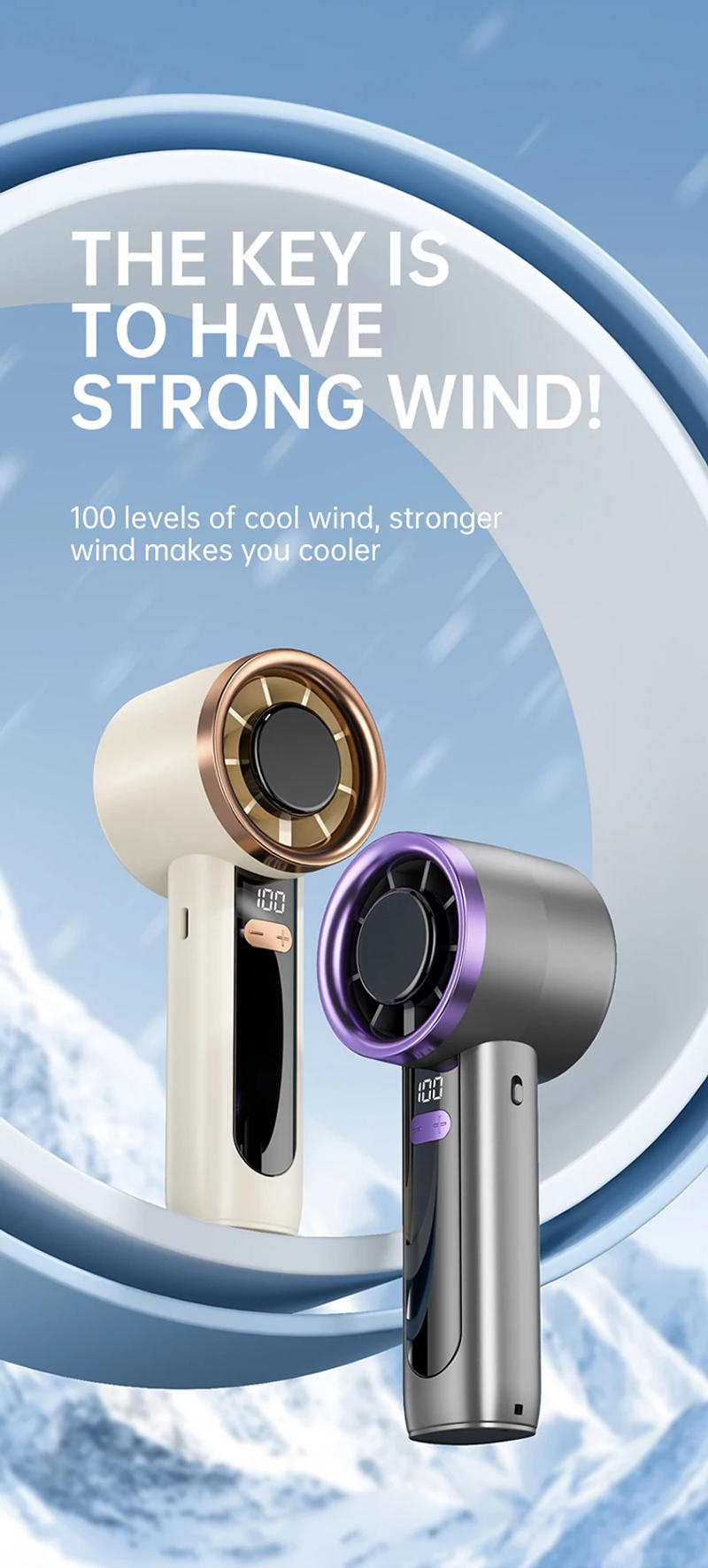Description Picture 2 of item100-Speed Adjustable Mini Handheld USB Charging Small Portable Electric Fan Office, Student Dormitory, Ultra Quiet