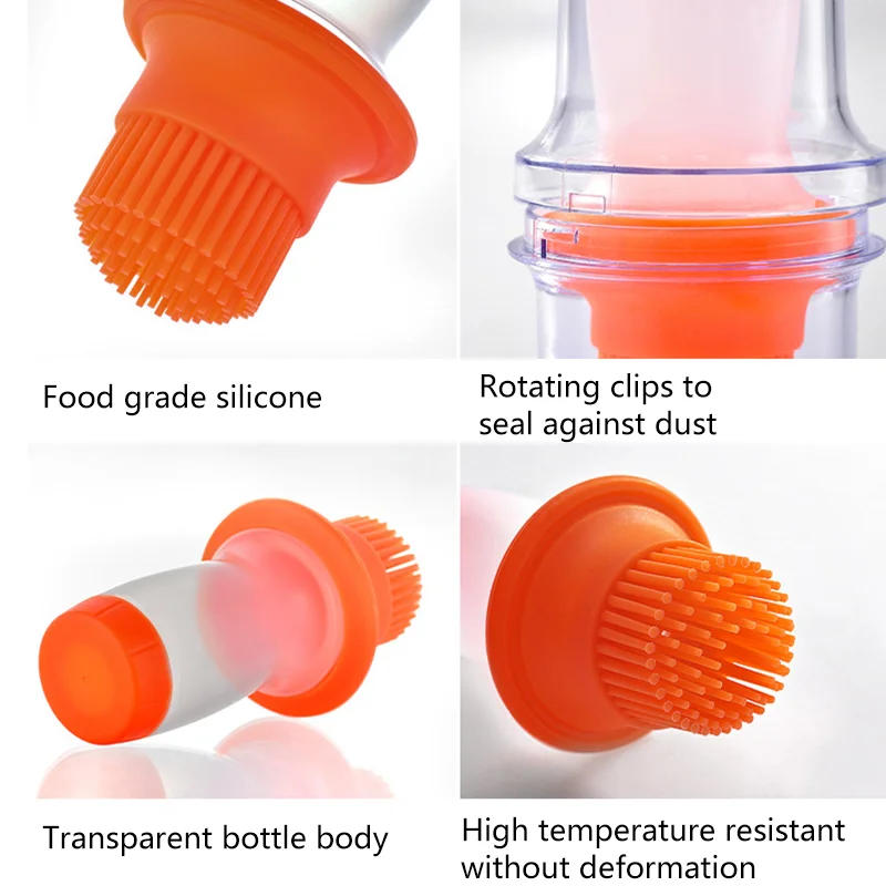 Description Picture 4 of itemPortable Silicone BBQ Grill Oil Bottle Brush with Lid Grill Oil Brushes Liquid Oil Pastry Baking BBQ Tool Kitchen Utensils