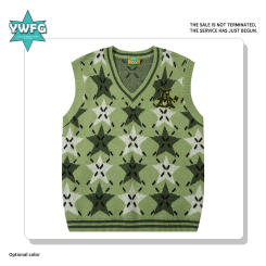 High quality full stars sleeveless vest 2023 autumn and winter new street tide country tide loose V-neck vest