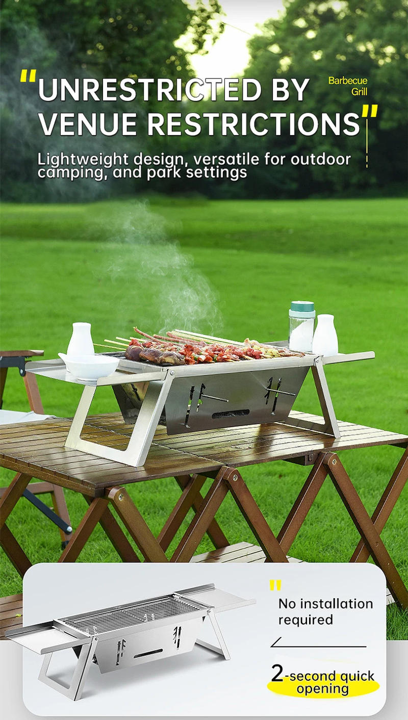 Description Picture 5 of itemOutdoor Charcoal Thickened Grill, 304 Stainless Steel Folding Grill, Wood Stove, IGT Table Stove