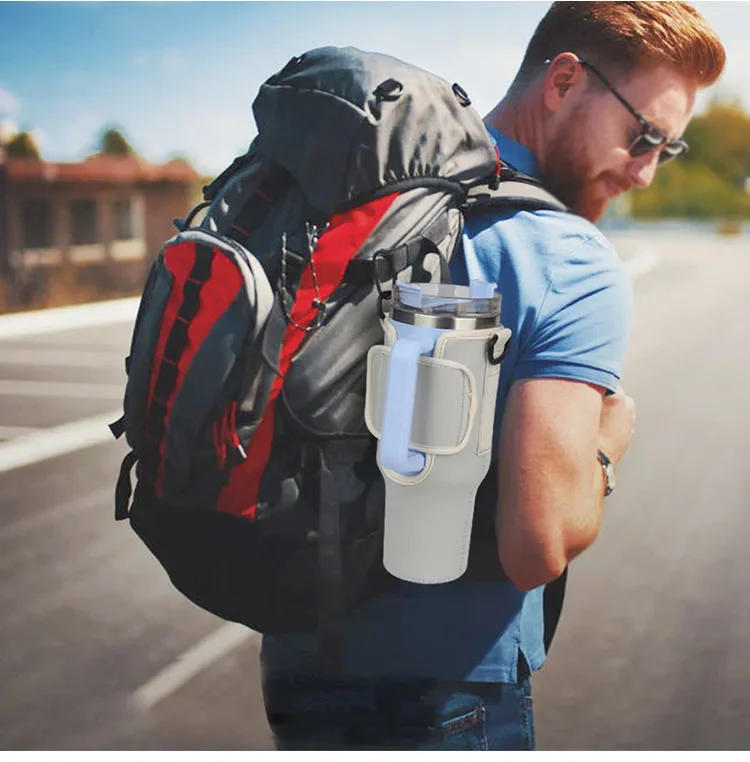 Description Picture 3 of item40oz Water Bottle Carrier Bag Pouch Cover for Thermos Water Bottle Holder Adjustable Shoulder Strap Mug Cover