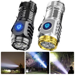 Type-C Rechargeable Adjustable Brightness Flash Light Waterproof Flashlight Small LED Flashlight 5Light Mode for Outdoor