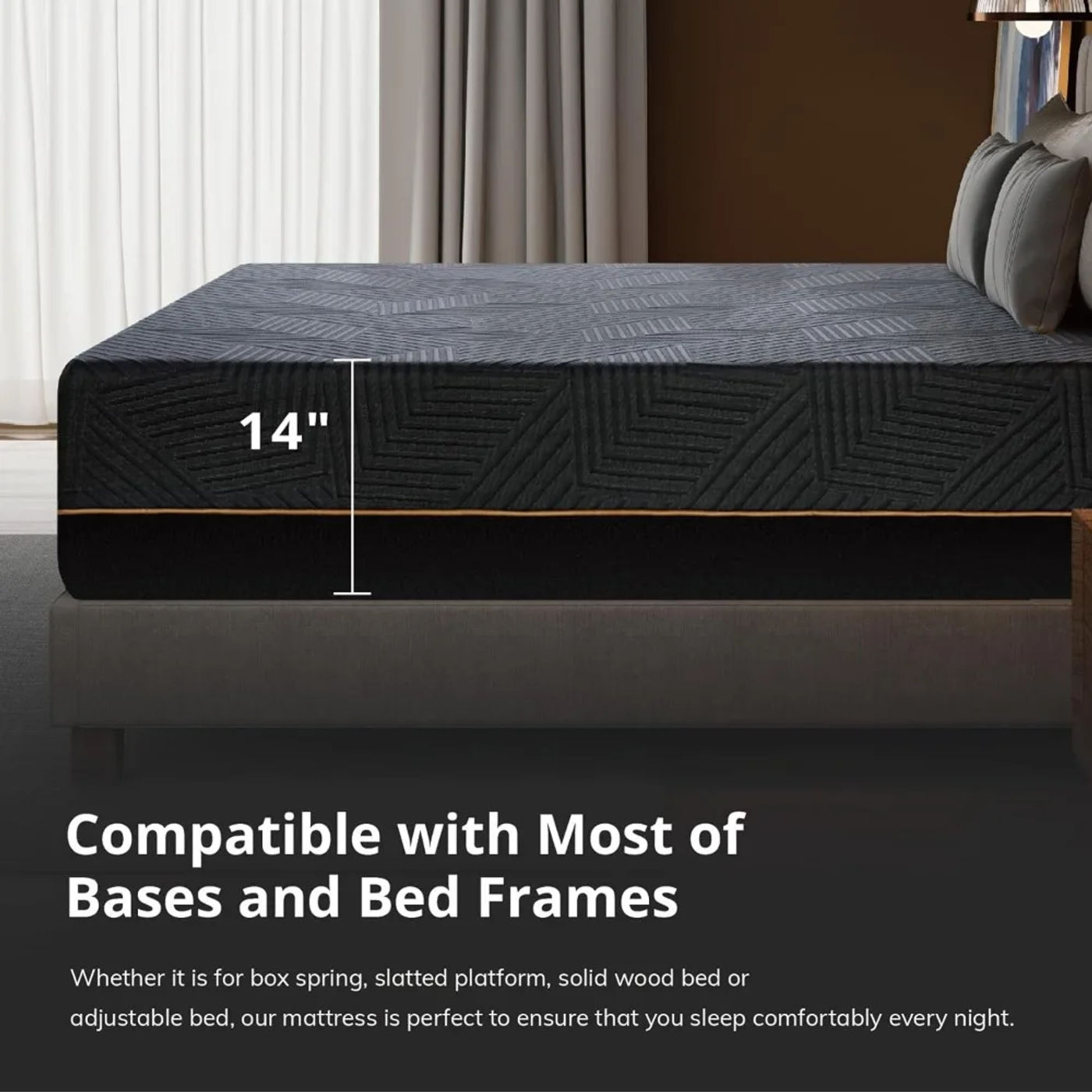 Description Picture 6 of item14 Inch King Size Memory Foam Mattress for Back Pain, Cooling Gel Mattress Bed in a Box, Made in USA