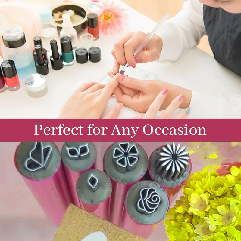 Description Picture 6 of itemNew Nail Art Stamp Pen 6pcs Nail Art Pattern Stippling Seal Pen Diy Nail Doodle With Petal Embellished Seal Pen
