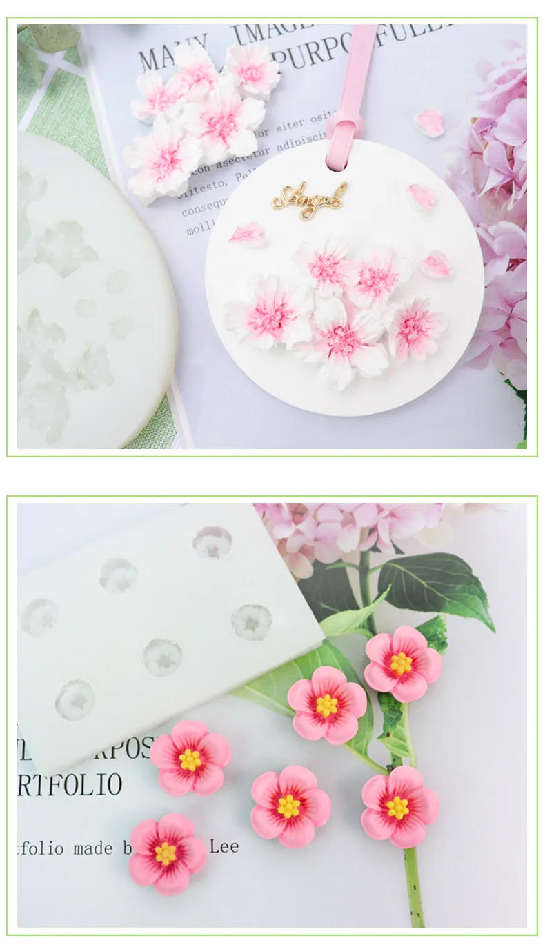 Description Picture 5 of itemDIY Cherry Silicone Mold Sugar Chocolate Small Flower Gutta Percha Gypsum Mold Silicone Mold Cake Mold Baking Accessories
