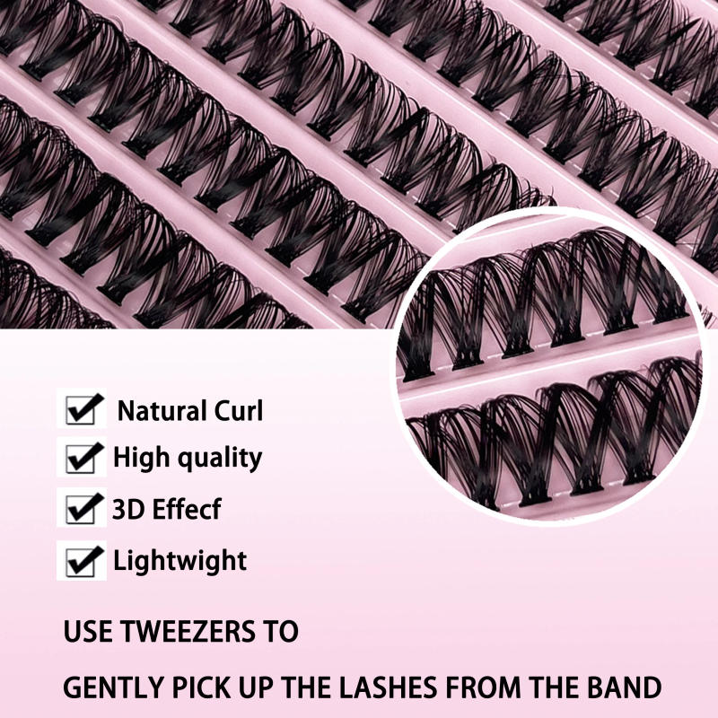 Description Picture 3 of item200 Cluster Individual Lashes C/D Curl 8-16mm Mixed Tray Natural Eyelash Extension 3D Russia Volume Eyelash bundles Makeup Tools