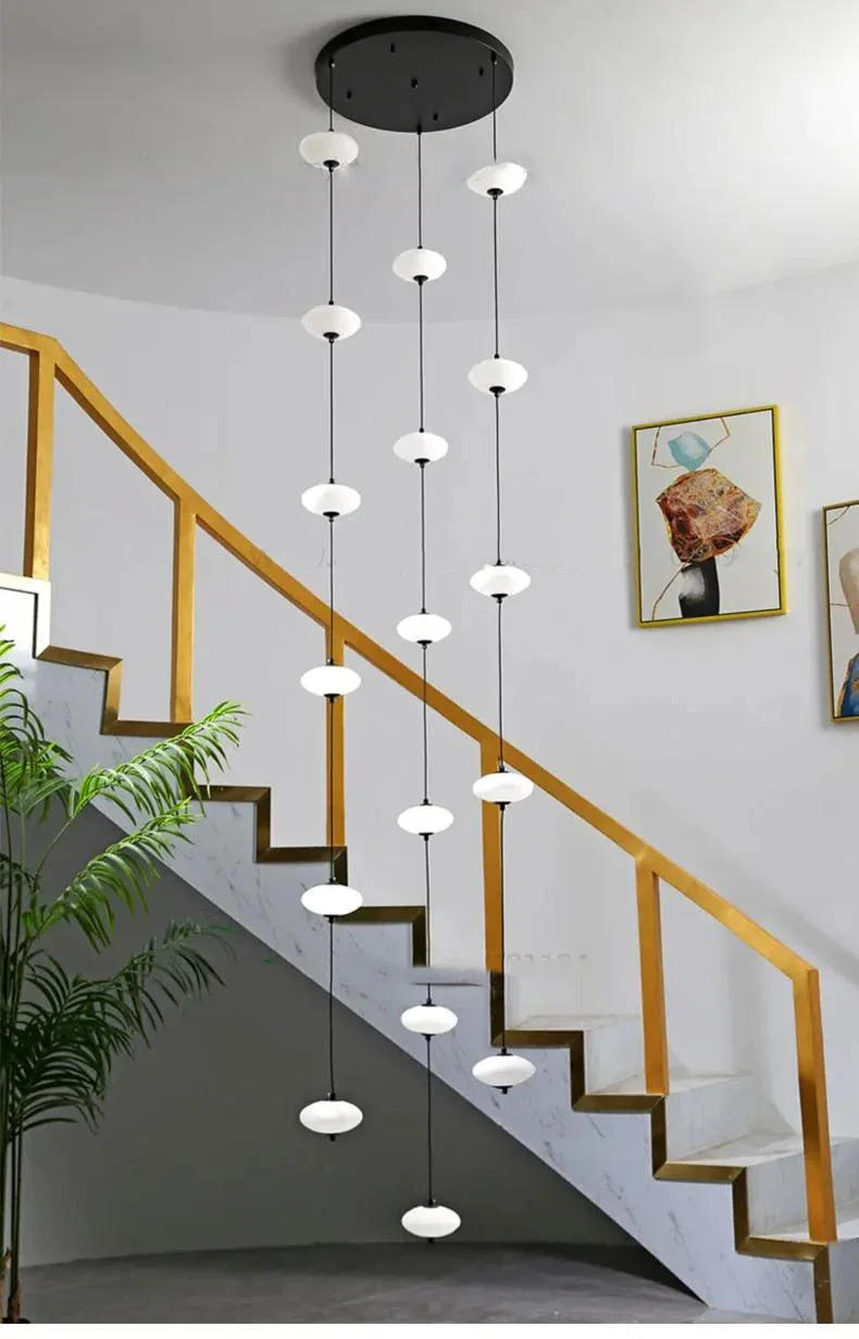 Description Picture 3 of itemModern Led Staircase Chandelier Living Room Hanging Light Designer Villa Duplex Building Oval String Attic Pendant Lighting