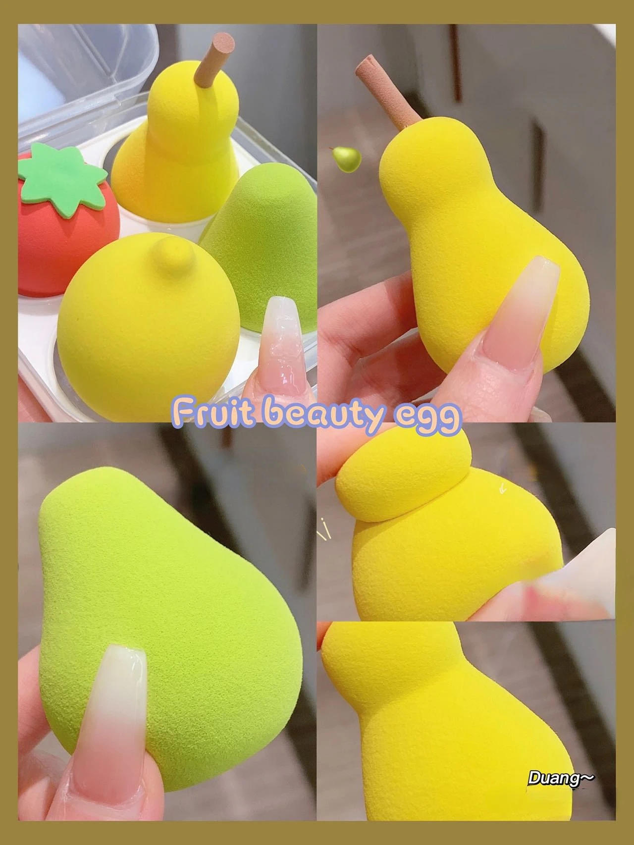 Description Picture 2 of item4Pcs/box Makeup Sponge Set Cute Fruit Cosmetic Puff for Foundation Cream Concealer Powder Face Make Up Blender Beauty Tools Pear