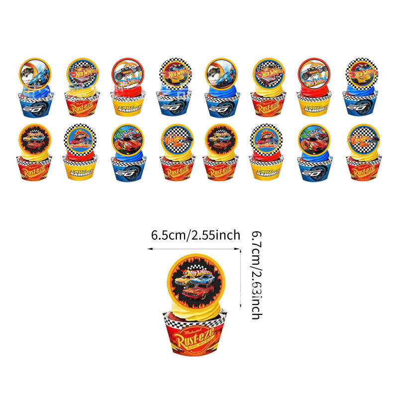 Description Picture 2 of itemHot Wheels Car Cake Topper Race Car Happy Birthday Party Supplies for Boys Gifts Baby Shower Party Favors Table Decoration