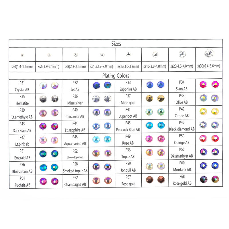 Description Picture 3 of itemss3~ss30 Glitter Crystal AB стразы  3D Flat Back Non Hotfix Nail Art Rhinestones Decoration