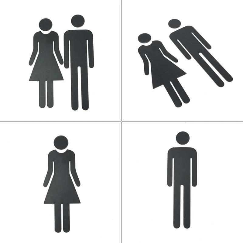 Description Picture 6 of item1 Pair DIY Man & Woman Toilet Sticker WC Door Sign Decals Toilet Signs Restroom Washroom Signage Plaque Wall Sticker Decor