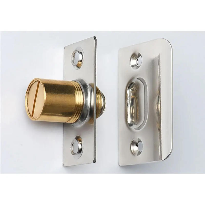 Description Picture 6 of item1Set Adjustable Roller Ball Door Spring Catch Lock Stainless Steel Brass Internal Latch Set Cabinet Gate Door Latch with Screws