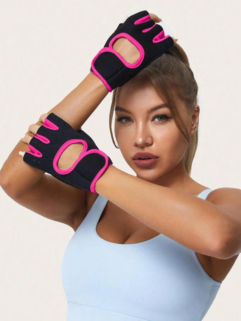 Description Picture 4 of item1 pair of fitness breathable exercise men and women training horizontal bar cycling half finger wrist guard anti slip gloves