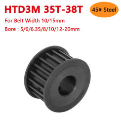 1pc 35 36 38 Teeth HTD3M 45# Steel Timing Pulley 35T 36T 38T Synchronous Wheel for Belt Width 10mm 15mm Bore 5-20mm Pitch 3mm