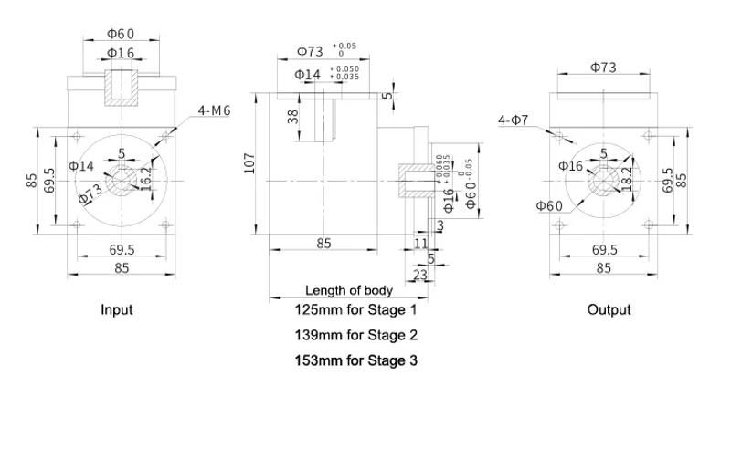 Description Picture 5 of item90 Degree Right Angle Reducer Nema34 Planetary Gearbox for 86 Stepper Motor Ratio 10:1 12:1 16:1 20:1 24:1 30:1 36:1