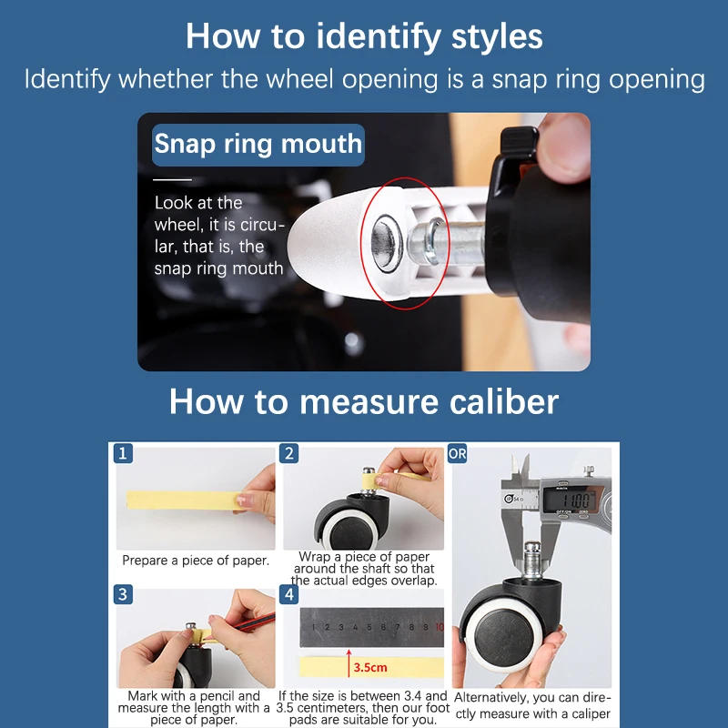 Description Picture 6 of item1Pc Office Chair Caster Swivel Wheels To Fixed Stationary Castors Replacement Bell Glides Furniture Chair Feet Wheel Stopper