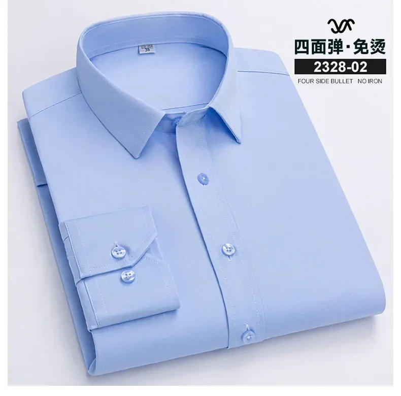 Description Picture 6 of itemMen's Long Sleeve Fashion Shirt Designer Style Business Elastic Wrinkle Resistant Soft Comfortable Classic Solid Color Purple