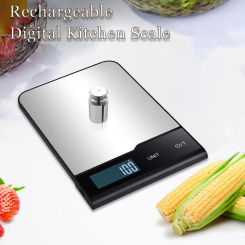 5kg/10kg/15kg Rechargeable Digital Kitchen Scale Stainless Steel Home Electronic Scales Food Baking Scale Kitchen Weighing Tool