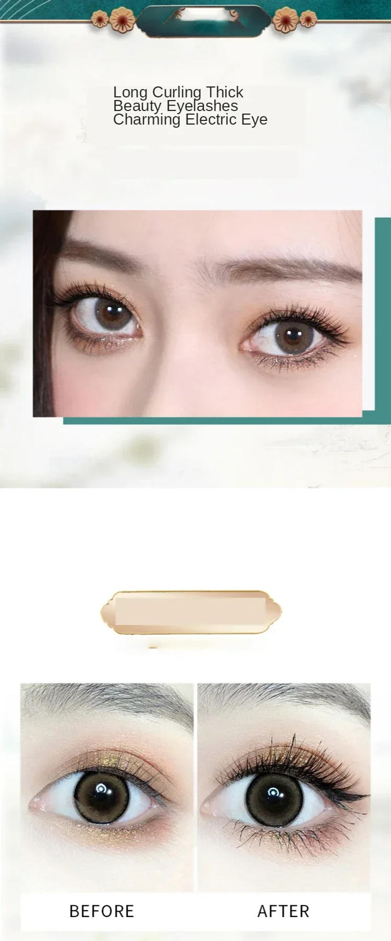 Description Picture 4 of itemCurling Mascara Waterproof Anti-perspirant Non-smudge Long-lasting Curling Thick Make Up Natural Fiber Mascara Cosmetics Makeup