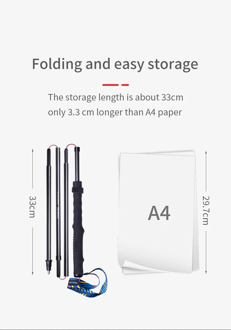 Description Picture 4 of itemAONIJIE E4204 Lightweight Folding Trekking Poles Carbon Fiber Walking Stick Drawstring Fixed for Hiking Running Mountaineering