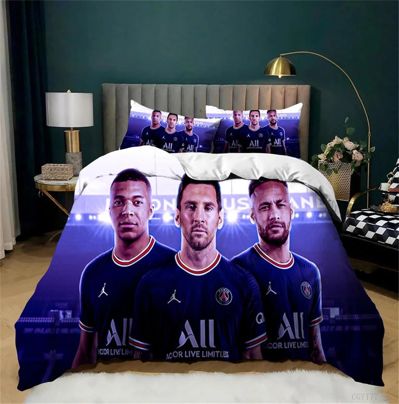 Description Picture 3 of itemTeen Boys Lionel Messi Bedding Set 3 Pieces Soccer Star Duvet Cover Set Soft and Breathable Comforter Cover Zipper