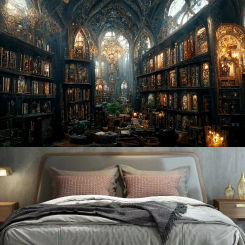 Retro bookshelf tapestry magic book house wall hanging hippie bohemian decoration tapestry bedroom home decoration