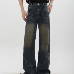 Vintage Wash micro-flared Jeans Make Old Gradient Casual wide-leg floor-length Pants