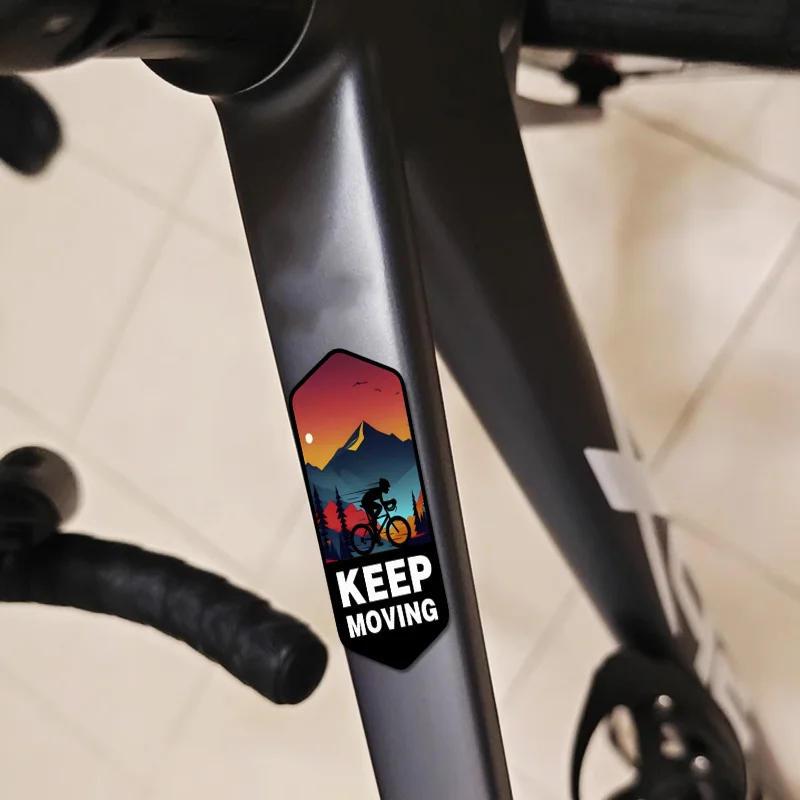 Description Picture 5 of item2Pieces KEEP MOVING Mountain Bike Stickers - Waterproof Hexagonal Frame Sticker