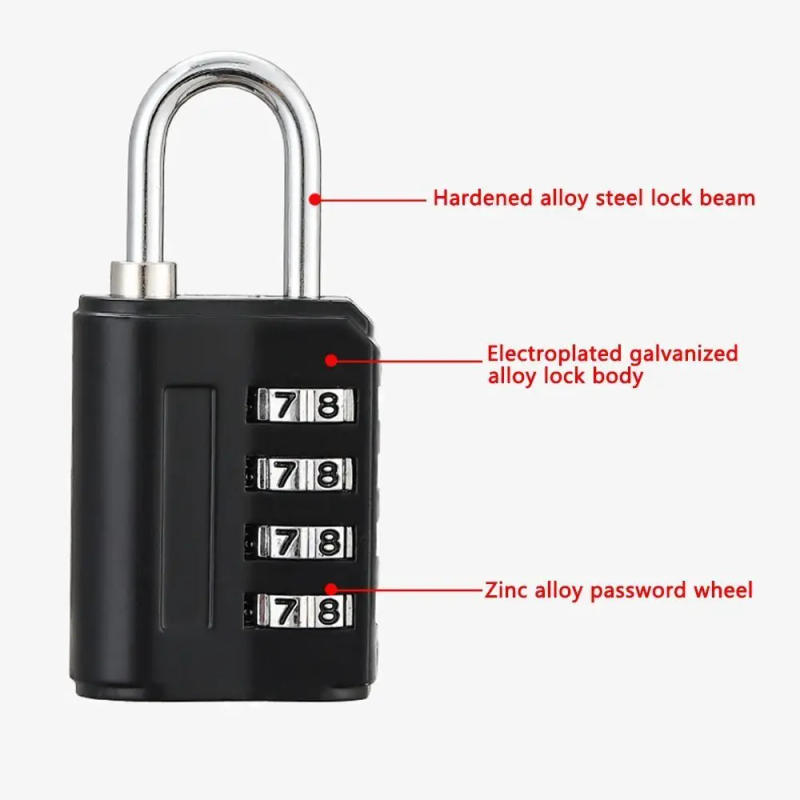 Description Picture 3 of itemPortable Zinc alloy 4 Digit Password Lock Anti-theft Padlock Backpack Zipper Lock Luggage Combination Lock Home
