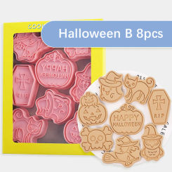 8Pcs Halloween Cookie Cutters 3D Pumpkin Ghost Biscuit Cutter Cookie Molds Kitchen Pastry Baking Tools Halloween Decoration 2024