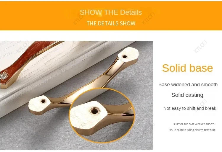 Description Picture 6 of itemEuropean Light Luxury Red/White/Black Amber Handle Zinc Alloy Solid Cabinet Wardrobe Drawer Handle