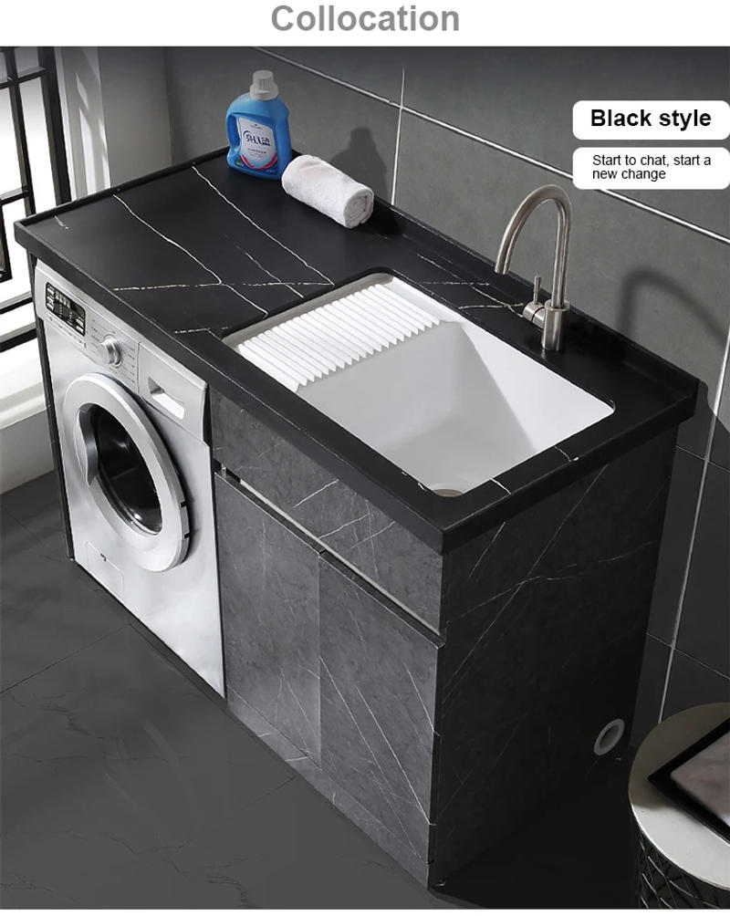 Description Picture 3 of itemHot Sale Bathroom Furniture Laundry Sink Cabinet Combo Waterproof Washing Machine Cabinet