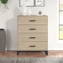 Mainstays Industrial 4 Drawer Dresser, Bedroom, Beige Oak