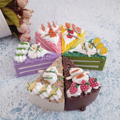 Mini Cupcake Set Cream Fruit Cake Model PU Triangle Mousse Cake Model Simulation Fake Food Scale Home Decor Artificial Crafts