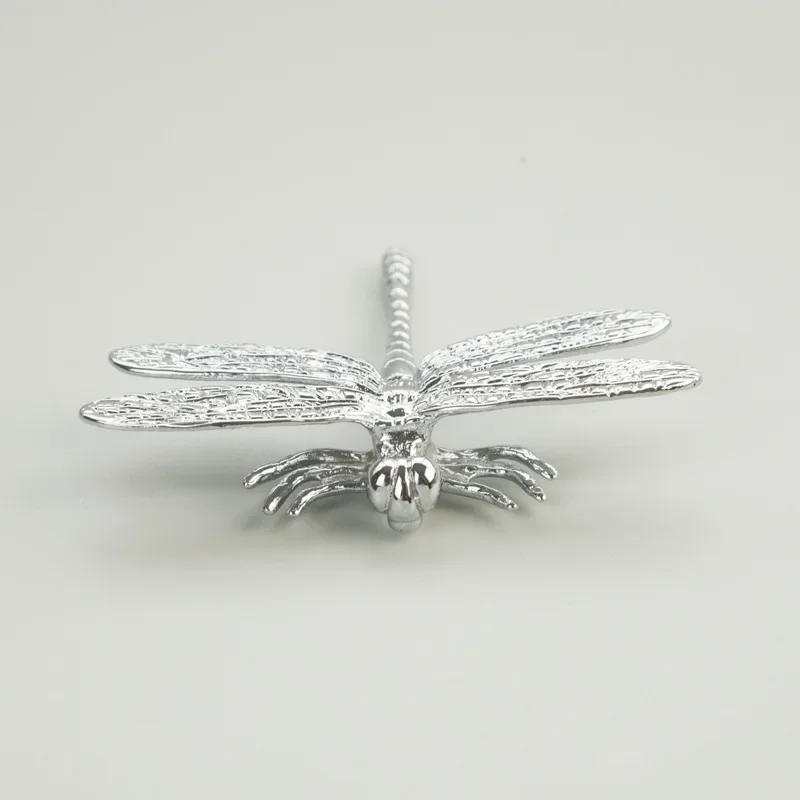 Description Picture 5 of itemSilver Plated Brass Dragonfly Handle Light Luxury Cabinet Knobs Drawer Pulls Wine Cabinet Door Handles Decor Furniture