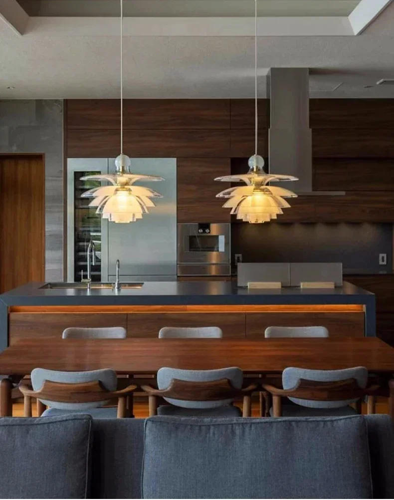 Description Picture 4 of itemDanish Designer Art Glass Modern LED Ceiling Pendant Hanging Chandelier for Living Dining Room Villa Decoration Transparent