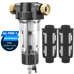 IEXPUROS Pre Filter Whole House Spin Down Sediment Water Filter Central Prefilter Purifier System Backwash Stainless Steel Mesh