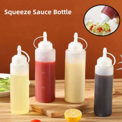 200ml/300ml Plastic Salad Dressing Squeeze Bottle For Ketchup Mustard Mayo Hot Sauces Olive Oil Functional Kitchen Supplies