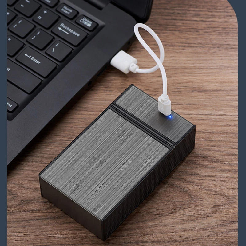 Description Picture 6 of itemHot-selling Cigarette Case Lighter USB Rechargeable Rough Cigarette 20 Pack Rechargeable Integrated Lighters&Smoking Accessories