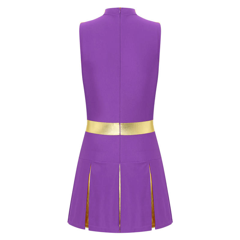 Description Picture 5 of itemWomens Shiny Cheerleading Uniform Cheer Dance Dress Sleeveless Pleated Print Dress Youthful Schoolgirl Squad Cosplay Costumes