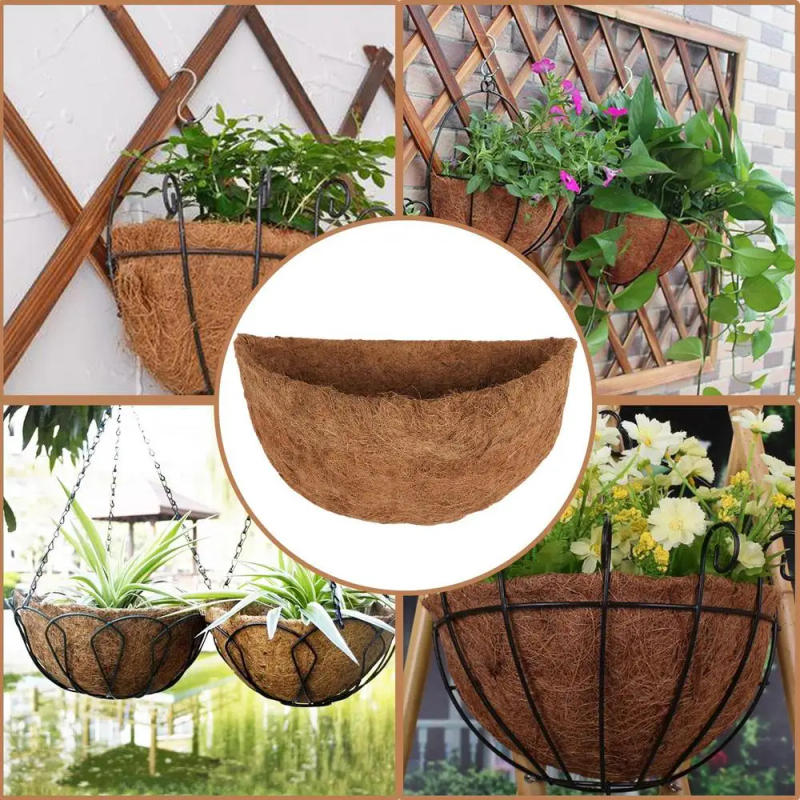 Description Picture 5 of itemDurable Hanging Basket Liner Planter Round Coconut Fiber Replacement Liners for Flower Pot Home Outdoor Garden Flower Holders