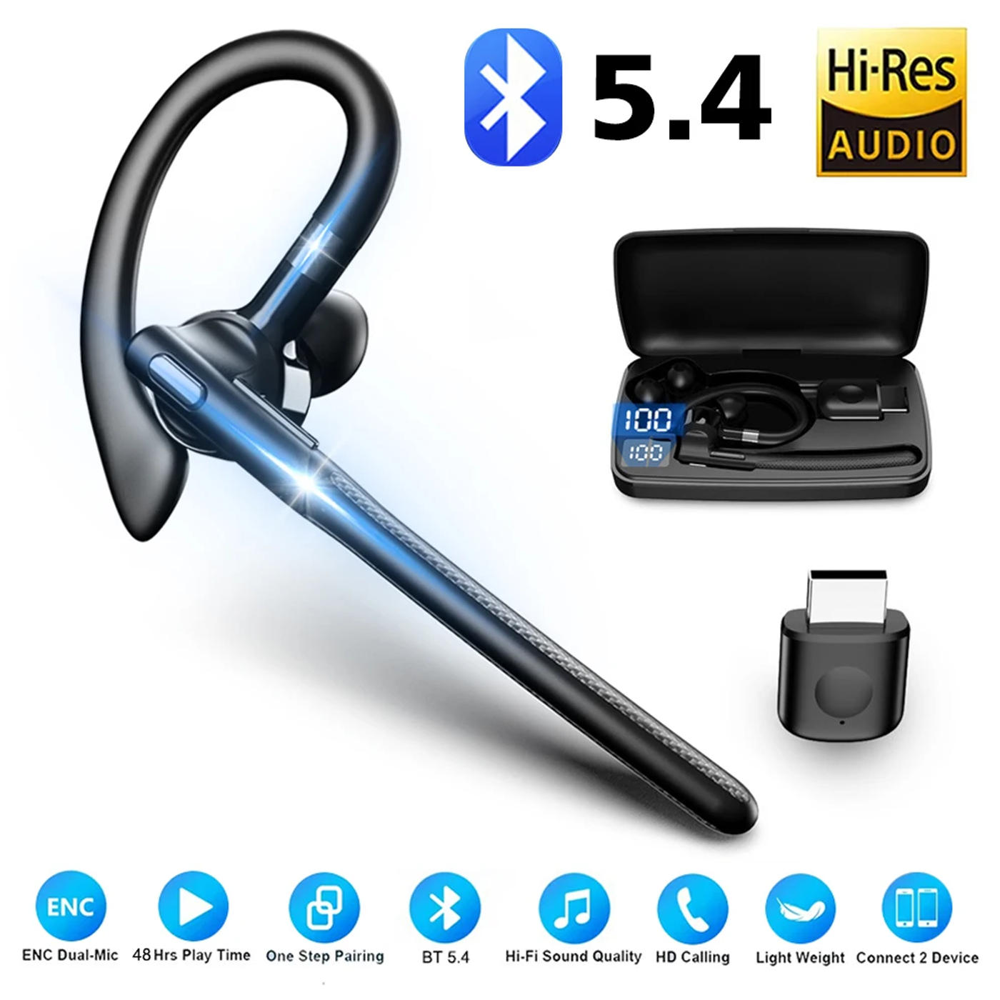 Description Picture 2 of item2025 New Business Headset Wireless Bluetooth 5.4 Headset Over-Ear Sports Headphone Noise Canceling With Dual-Mic Handsfree