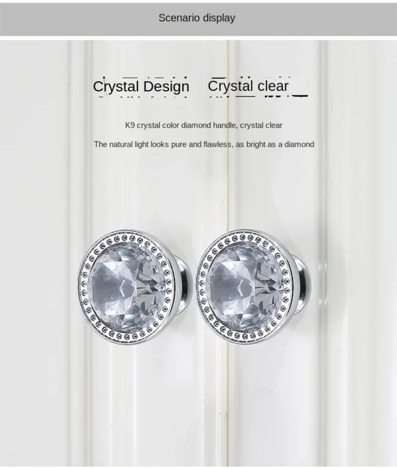 Description Picture 5 of itemNon-perforated Wardrobe Door Handle Single Crystal Round Drawer Handle Glass Door Adhesive Non-marking Refrigerator Suction Cup