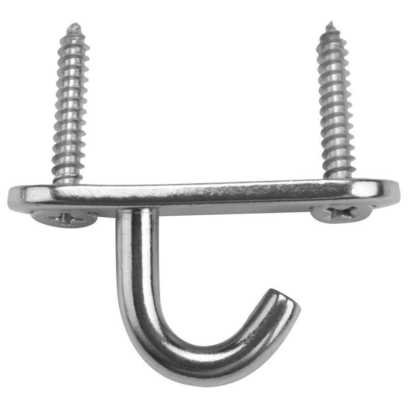 Description Picture 3 of item6 Pack Stainless Steel Ceiling Hooks M5 Oval Open Hooks Pad Eye Plate Anchor Screw Wall Mount Hook For Plant Basket