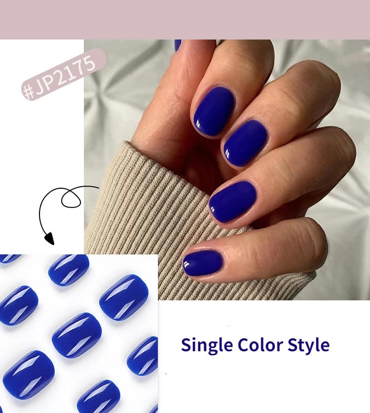 Description Picture 4 of item24Pcs/Set Single Color Glossy False Nails Full Cover Removable Fake Nails Art Faux Acrylic Press on Nail Tools Short Nails Tips