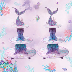 Cake Display Stand Jungle Mermaid Birthday Party Decorations Kids Dessert Holder Cake Tray Butterfly Baby Shower Cupcake Support