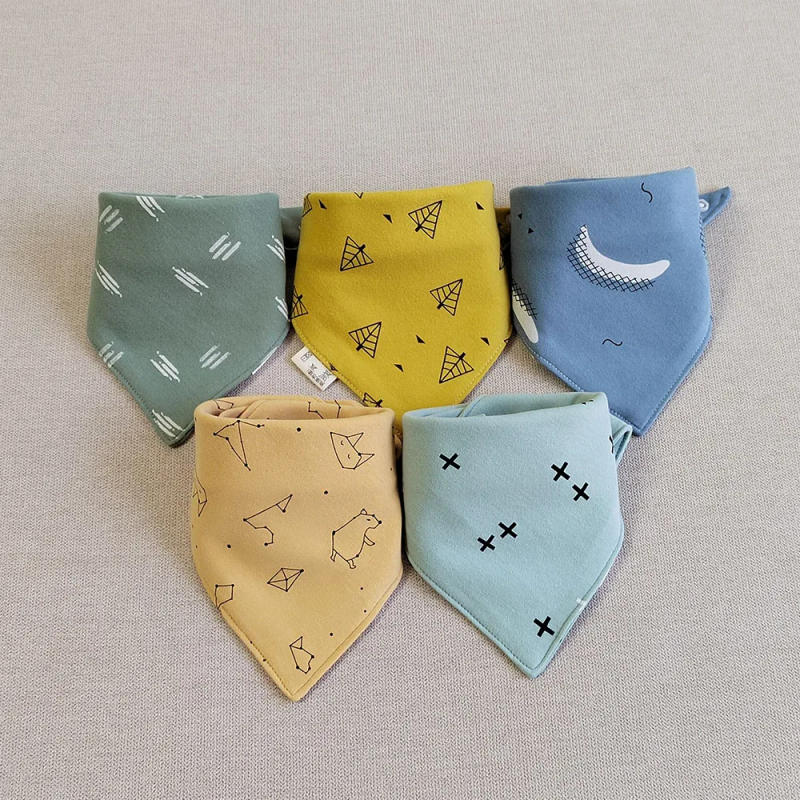 Description Picture 6 of item5 Pieces/Lot Baby Bibs For Feeding Cotton Triangle Soft Teething Saliva Towel Bandana Bibs Drooling Newborn Stuff