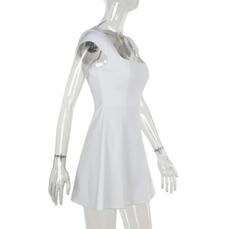 Description Picture 6 of itemTARUXY Fashion Square Collar Vest Mini Dress For Women Elegant Birthday Party Clothes A-Line High Waist Solid Patchwork Dress